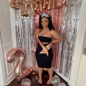 Black naked wardrobe cutout midi dress